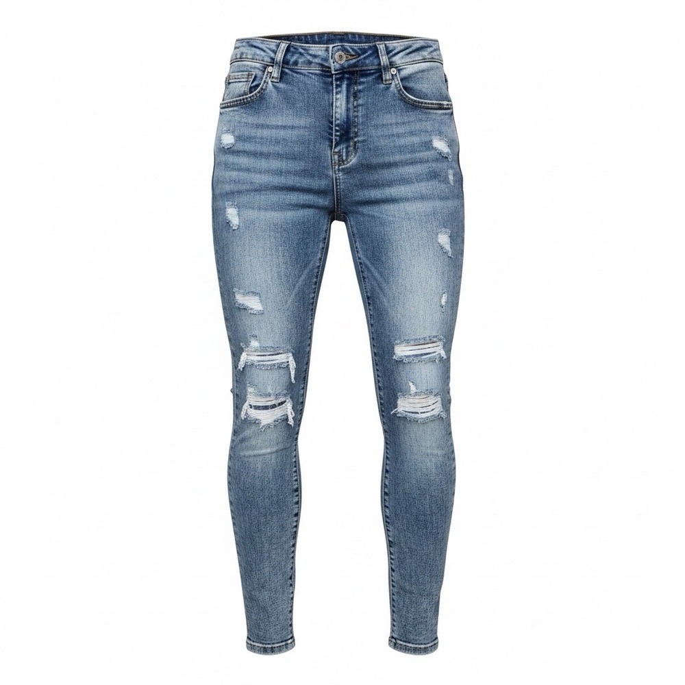 Celebrity Ace Distressed Skinny Jeans Women/Junior Size 7/28 Blue Mid Rise 28x26